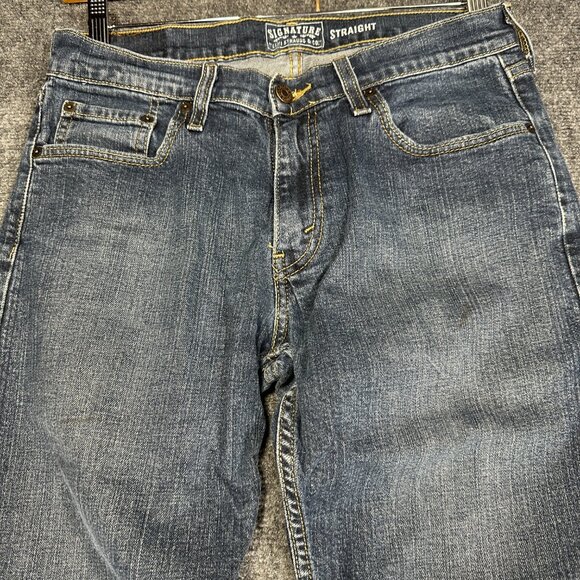 Levis Signature Jeans Mens 30 Blue Cotton Pockets Straight Leg Grunge Outdoor - Picture 3 of 10